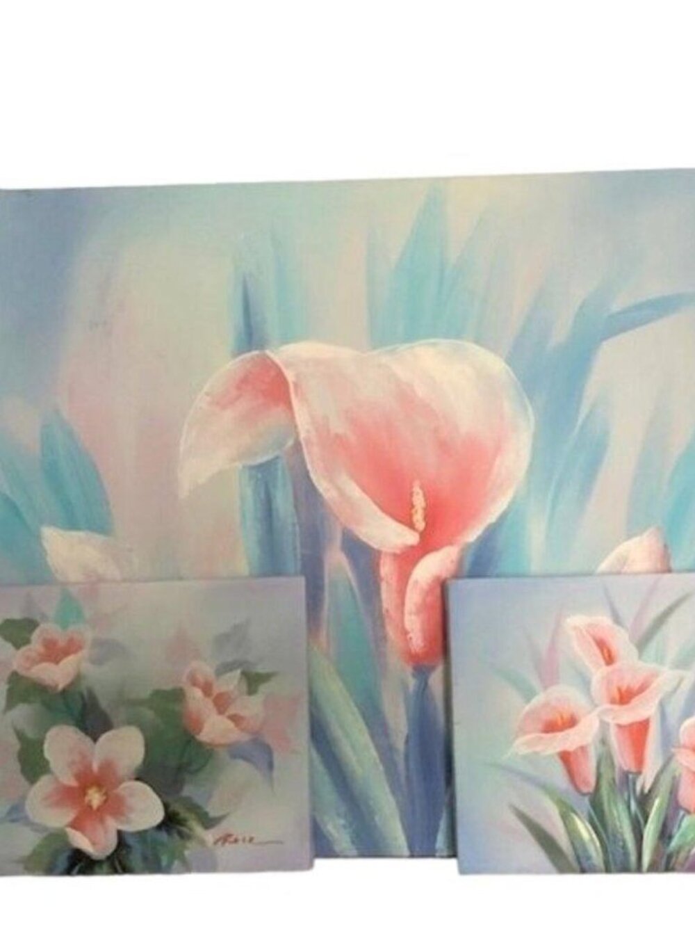 3 Piece Hand Painted Calla Lily/ Magnolia Canvas Paintings Set